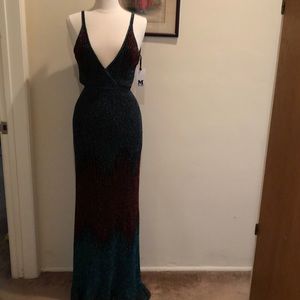 Missoni ombre teal/copper/navy gown sz 38